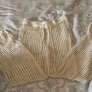 Cream Crochet Knit Pants